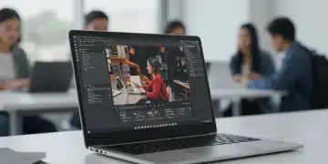 Modern laptop open on a desk, illustrating diverse applications for work and study in 2026.
