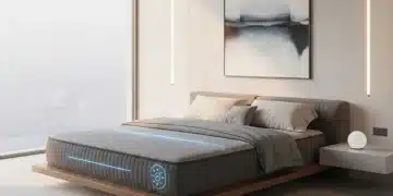 Modern bedroom with advanced smart mattress and soft lighting.