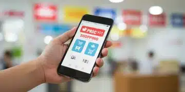 Person comparing prices on a smartphone to save money in 2026