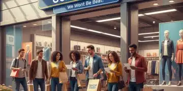Happy shoppers celebrating savings with price match guarantee