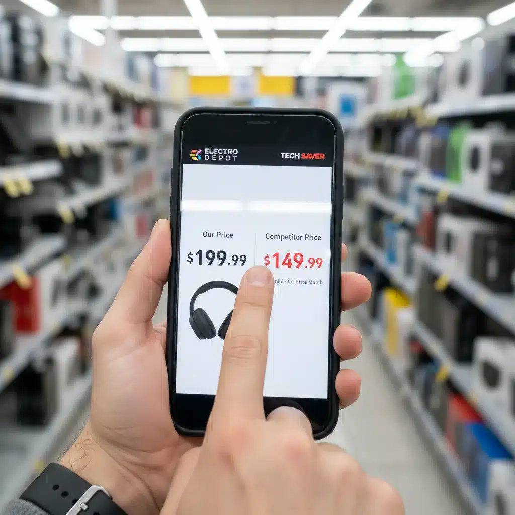 Comparing prices on smartphone for price match