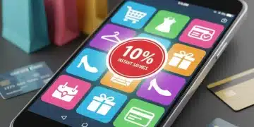 Smartphone displaying shopping apps with 10% off discount